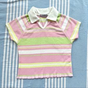 Girls Striped Stretchy Polo - Size M